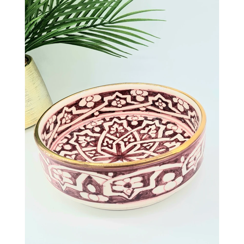 Rondelle en porcelaine de Safi – Liseré or 12 carats