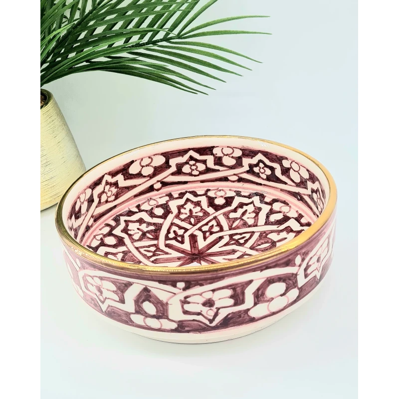 Rondelle en porcelaine de Safi – Liseré or 12 carats
