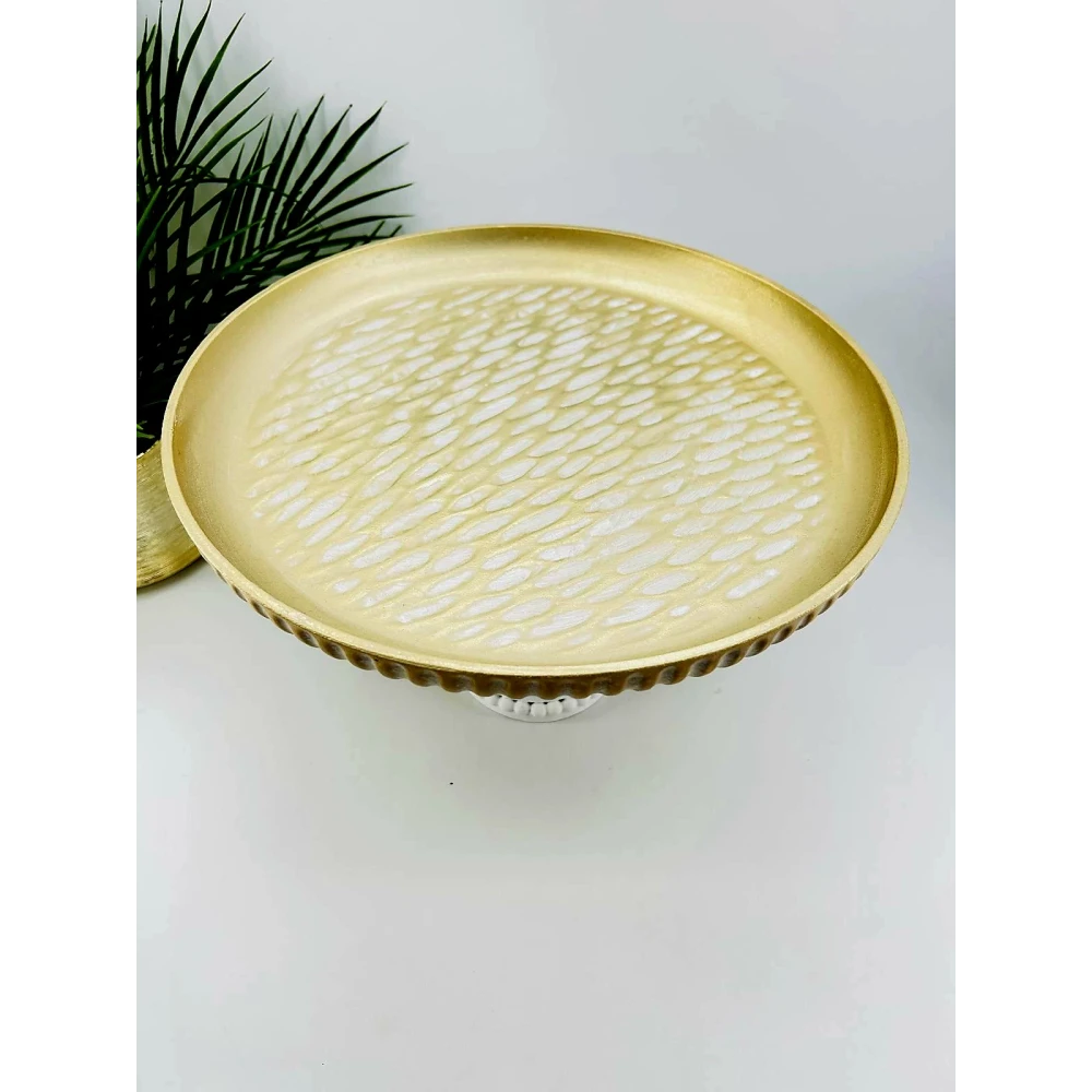 Plateau décoratif doré surélevé | Présentoir 37cm | Tendance by Karina