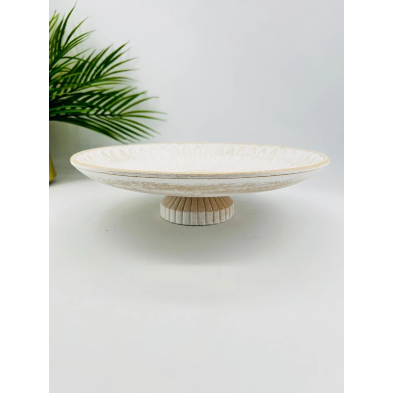 Plat décoratif blanc motif soleil | Présentoir 35cm | TBK