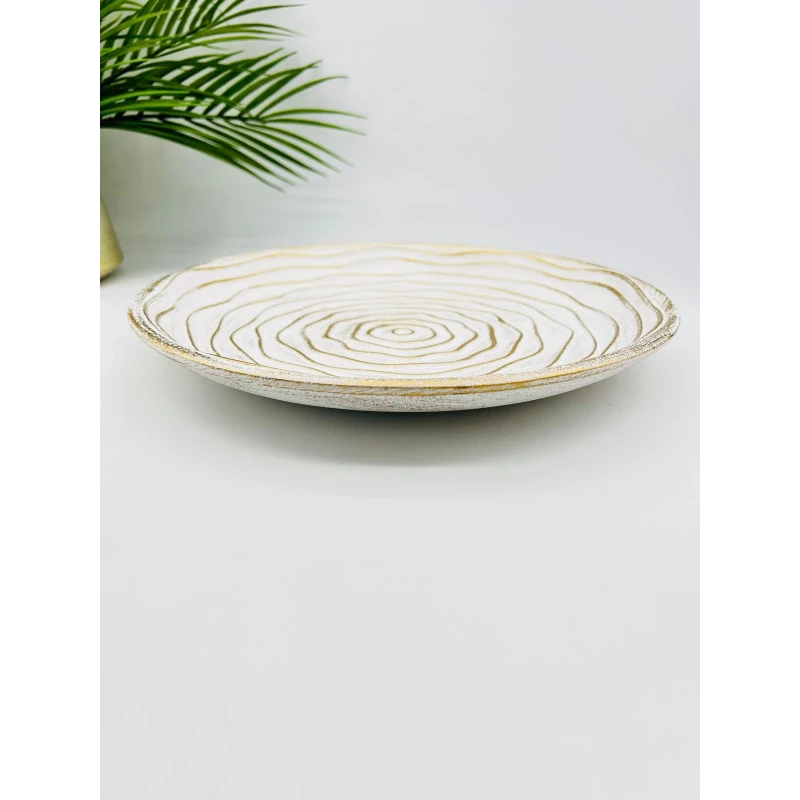 Plateau décoratif blanc doré motif cernes | TBK 33cm
