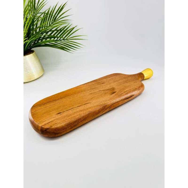 Plateau apéritif acacia naturel anneau doré | TBK 43cm