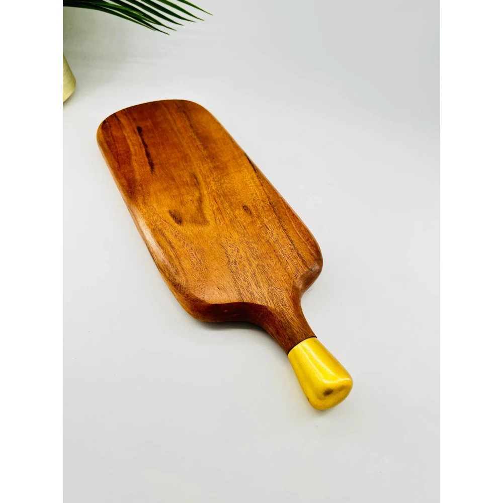 Plateau apéritif acacia naturel anneau doré | TBK 43cm