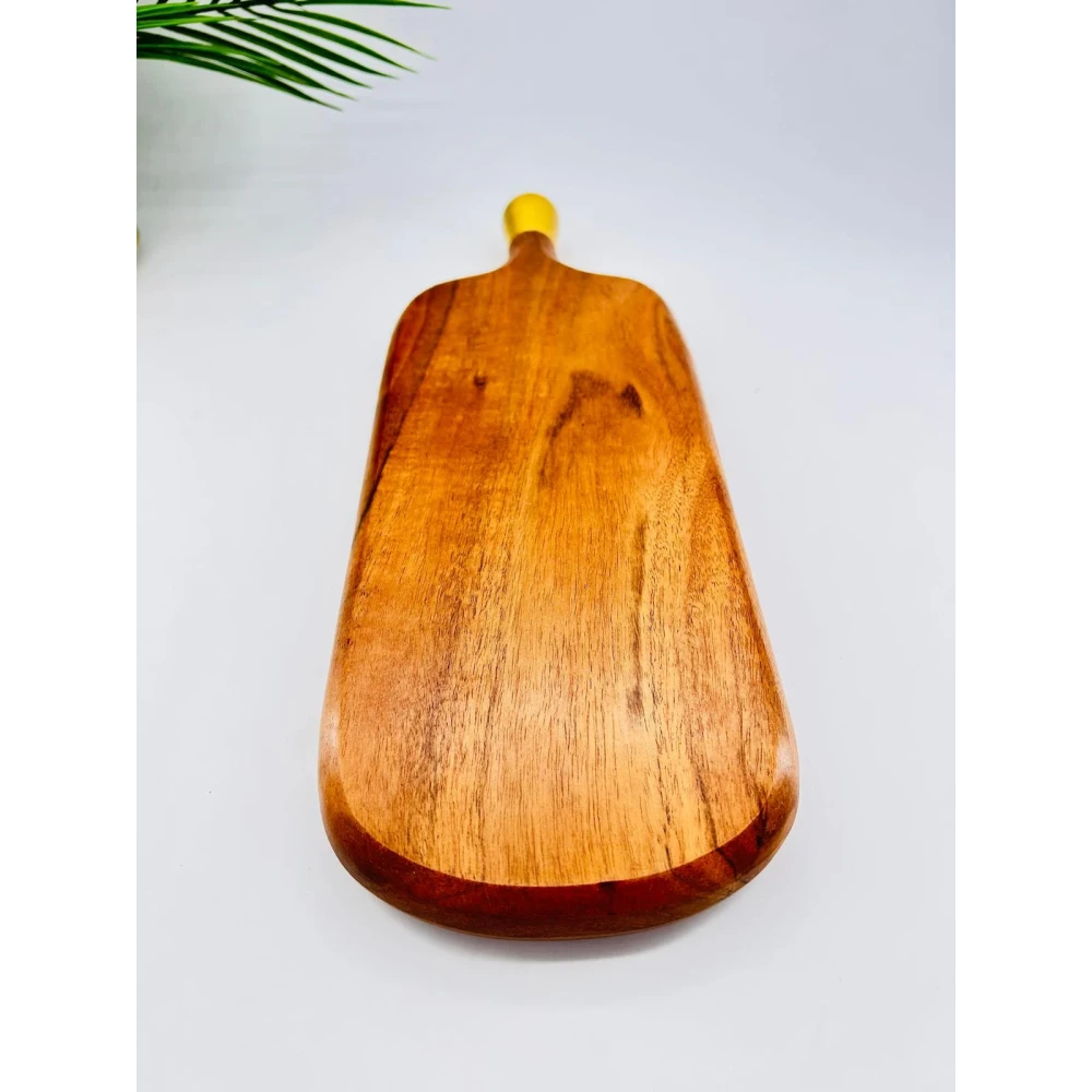 Plateau apéritif acacia naturel anneau doré | TBK 43cm