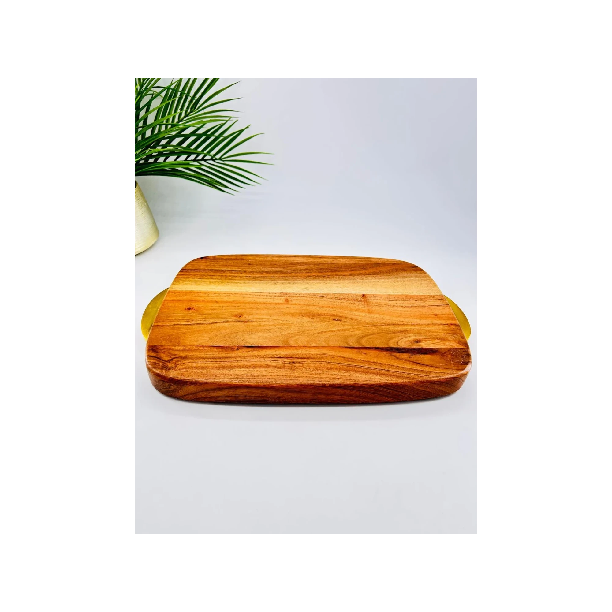Plateau apéritif acacia anses dorées | Art de la table
