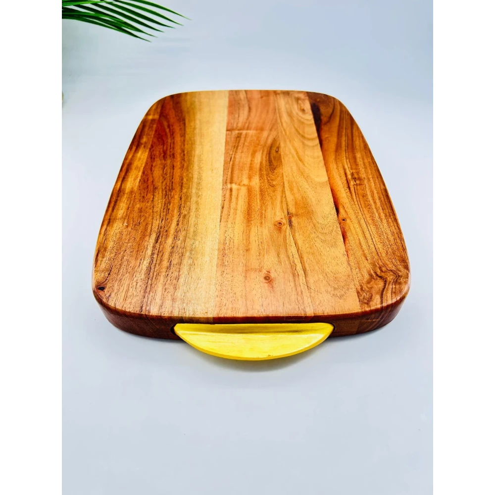 Plateau apéritif acacia anses dorées | Art de la table