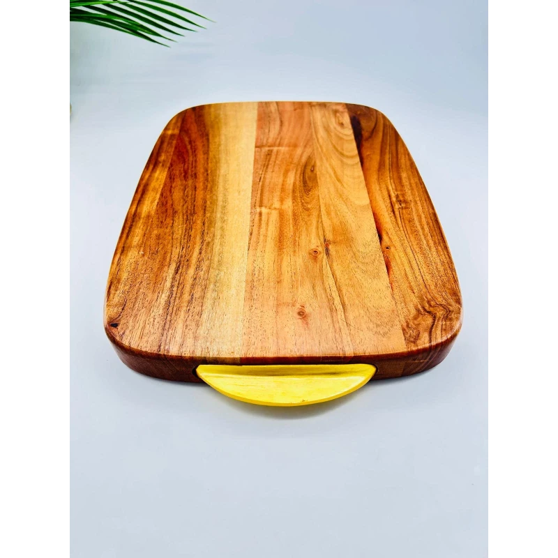 Plateau apéritif acacia anses dorées | Art de la table