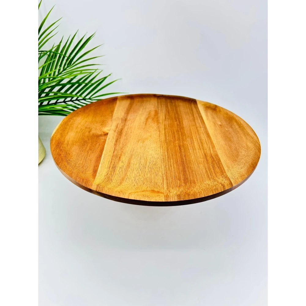 Présentoir surélevé acacia naturel pied conique | TBK