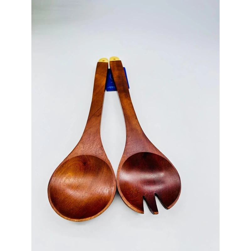 Set 2 couverts salade bois acacia embout doré | TBK