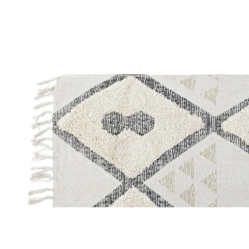 Tapis coton beige losanges franges 160x230 | Tendance by Karina