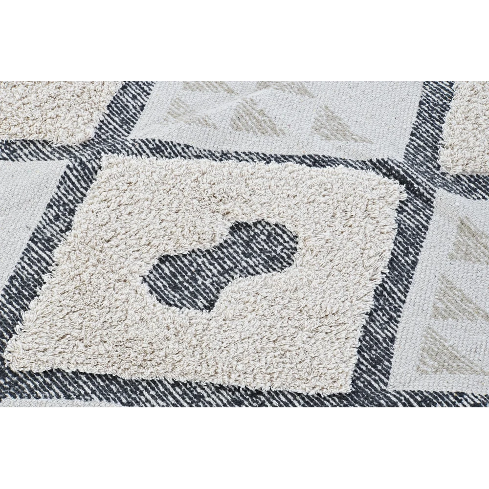 Tapis coton beige losanges franges 160x230 | Tendance by Karina