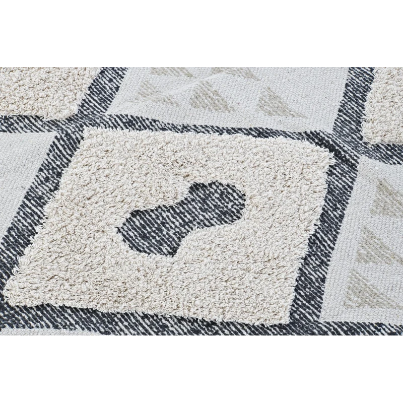 Tapis coton beige losanges franges 160x230 | Tendance by Karina