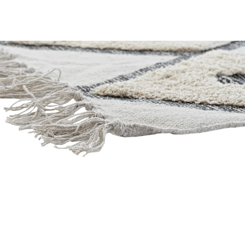 Tapis coton beige losanges franges 160x230 | Tendance by Karina