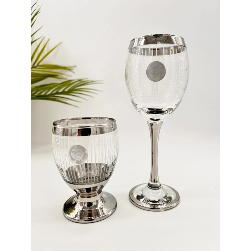Ensemble Élégance Argentée : 12 Verres avec Liseré Large